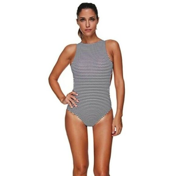 OHDREAM Womens Large One Piece Swimsuit Monokinis Hollow Cut Side Black White - Picture 1 of 4
